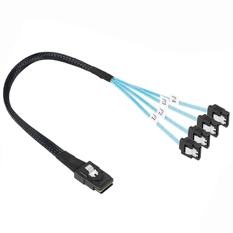 Twozoh كابل داخلي Mini SAS إلى SATA بطول 3.3 قدم، Mini SAS 36Pin SFF-8087 ذكر إلى 4 SATA 7Pin أنثى كابل تفريغ للأمام (1م) - Image 2